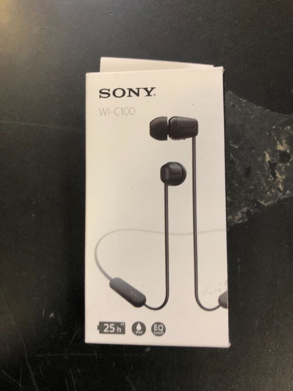 Photo 1 of Sony WI-C100 Wireless in-Ear Bluetooth Headphones with Built-in Microphone, Black