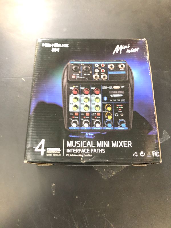 Photo 1 of DJ Audio Mixer, DJ Mixers 4 Channel Sound Board with Bluetooth, NEW BAXS Sound Mixer Board XLR/1/4" Interface, USB/MP3 Computer Input 48V Phantom Power Stereo DJ Studio Streaming KTV Stage