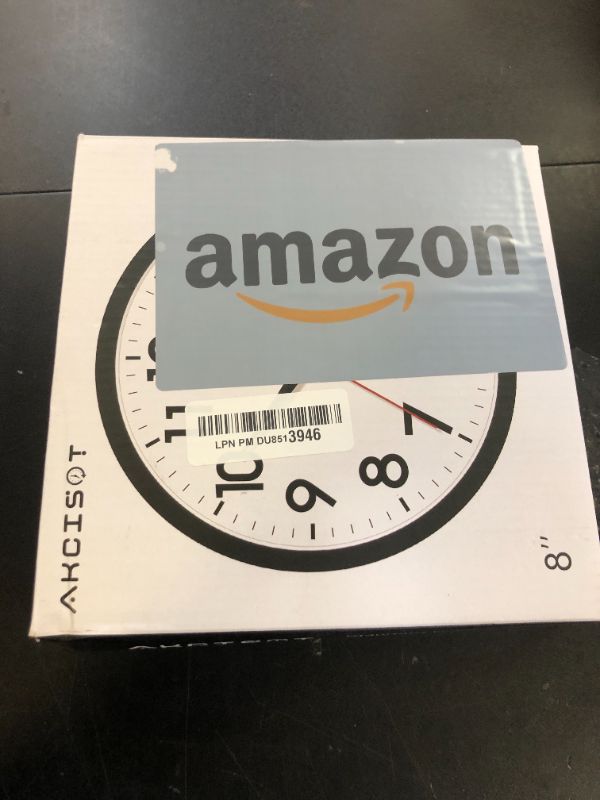 Photo 1 of AKCISOT Wall Clock, Modern Small Wall Clocks Battery Operated 8 Inch, Silent Non-Ticking Analog Classic for Office, Home, Bathroom, Kitchen, Bedroom, School(Black)