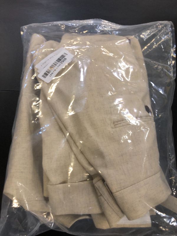 Photo 1 of Tiefony Men's Linen 2 Piece Suit Slim Fit Wedding Groom Groomsmen Summer Vest Shorts Set Champagne XL