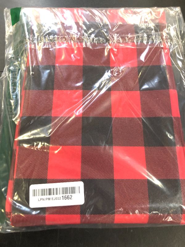 Photo 1 of misaya Rectangle Waterproof Vinyl Table Cloth, Buffalo Flannel Backed Tablecloth, Wipeable Plastic Table Cover for Dinner, Kitchen, Picnic (54" x 108", Red and Black)