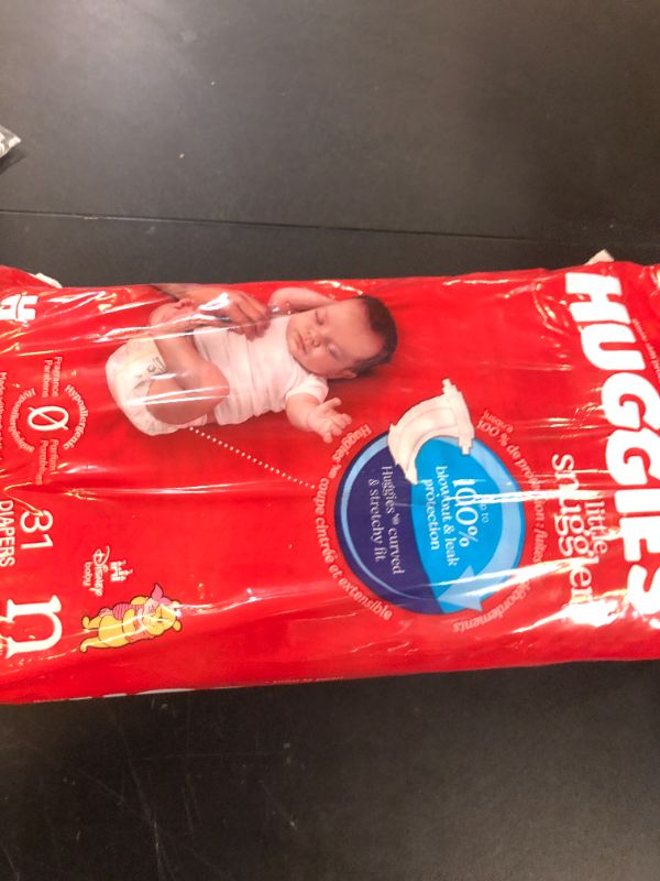 Photo 1 of Huggies Newborn Diapers, Little Snugglers Baby Diapers, Size Newborn (up to 10 lbs), 31 Count
