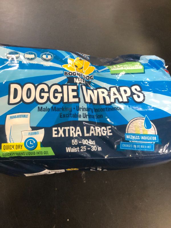 Photo 1 of Bodhi Dog Disposable Male Dog Diapers - Super Absorbent, Leak-Proof Pee Wraps - Adjustable Fit, Comfortable Design, Advanced Moisture Control, and Wetness Indicator - Extra Large (20 Count)