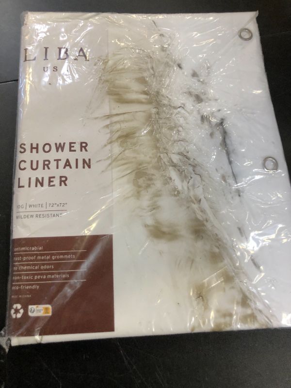 Photo 1 of LiBa Bathroom Shower Curtain - Waterproof Plastic Shower Curtain Premium PEVA Non-Toxic with Rust Proof Grommets White 10G Heavy Duty Bathroom Accessories 72x72