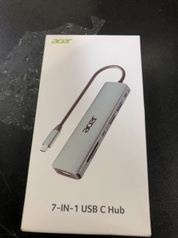 Photo 1 of Acer USB C Dock, 7 in 1 USB C to HDMI Hub, 2 USB 3.1 GEN1 and 5Gbps Type-C Data Port, 4K HDMI Port, PD 100W Charging, SD Card Reader, for iPad Pro MacBook Pro Acer Laptops and More (Silver)
