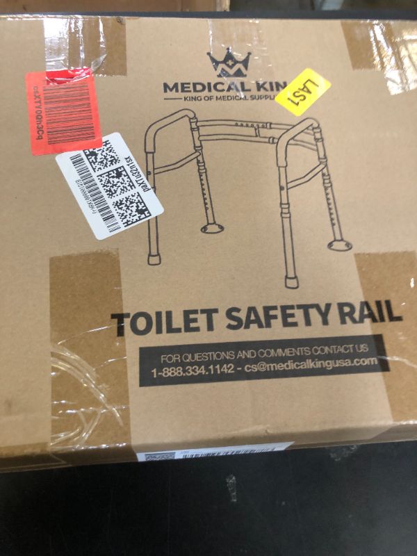 Photo 1 of Medical king Toilet Safety Rail - Adjustable Detachable Toilet Safety Frame with Handles Heavy-Duty Toilet Safety Rails Stand Alone - Toilet Safety Rails for Elderly, Handicapped - Fits Most Toilets
