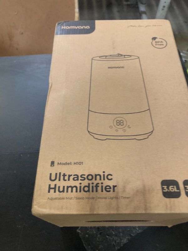 Photo 1 of Homvana Humidifiers for Bedroom Home, 3.6 L Cool Mist Top-Fill 34H Super Long Time, Quiet 16dB, Baby Humidifier, Oil Diffuser for Large Room, Plants, Nursery, Office BPA FREE, 7 Color Light Ultrasonic