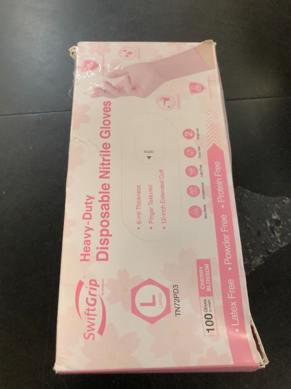 Photo 1 of SwiftGrip Disposable Nitrile Dishwashing Gloves, Extended 12 Inches Cuff, 6-mil, Small, Cherry Blossom Cleaning Gloves for Latex-Free, Ideal for Cooking, Hair Dye, Spa (Box of 100)