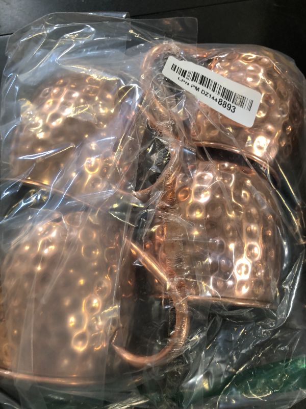 Photo 1 of Moscow-Mix Moscow Mule Mugs - Set of 4-100% Pure Copper Mugs Large 16 oz - Food Safe - Premium Moscow Mule Cups Set of 4 - Solid Copper Cups Perfect Premium Gift