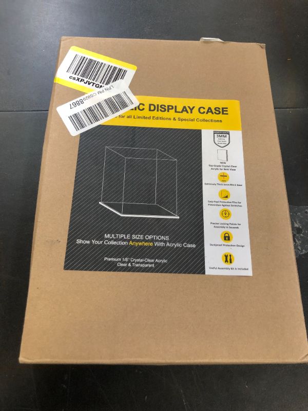 Photo 1 of HEMYLU Acrylic Case for Display, Clear Acrylic Display Box with Matte Black Base, Dustproof Display Case with Lid for Collectibles, Trophy and Toys (7x7x11 inch)