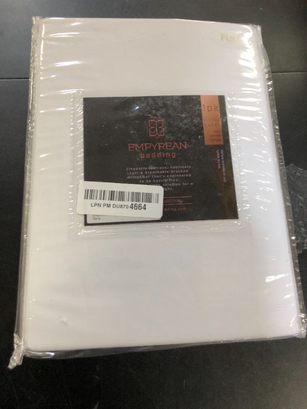 Photo 1 of Empyrean Full Fitted Sheet - Deep Pocket, Fits 14-16 Inch Mattress, Ultra Soft Microfiber, Wrinkle-Resistant, Shrinkproof & Fade Resistant, Hotel-Quality Sheet for Full Size Beds, White