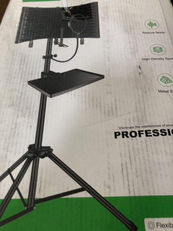 Photo 1 of Professional Studio Recording Microphone Isolation Shield, Pop Filter,High density absorbent foam is used to filter vocal. Suitable for Blue Yeti and other condenser microphones (AO-504 With Stand)