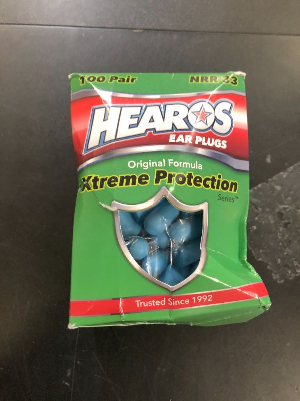 Photo 1 of HEAROS Xtreme Foam Earplugs, 33dB NRR Ear Plugs, 100 Pairs, Foam Ear Plugs Noise Reduction & Hearing Protection