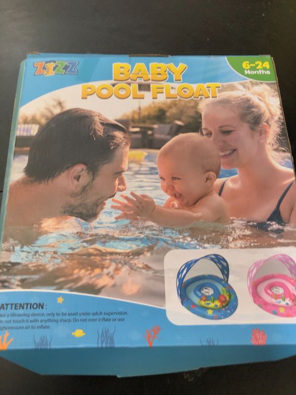 Photo 1 of ZIZZ Baby Pool Float with Canopy - 2025 New Inflatable Baby Swimming Float with UPF50+Sun Protection, Infant Pool Float with Toy Play Console Adjustable Seat for Boys Girls Kids 6-36 Months