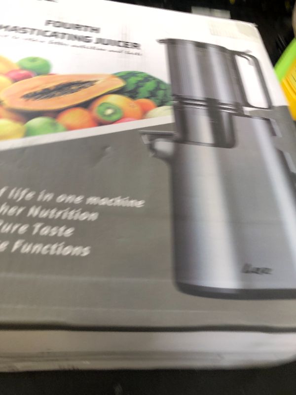Photo 1 of Cold Press Juicer, Masticating Juicer with 5.4" Wide Feed Chute, 350w Slow Juicer Machines Fit Whole Vegetables and Fruits with High Juice Yield, Easy to Clean (Black)