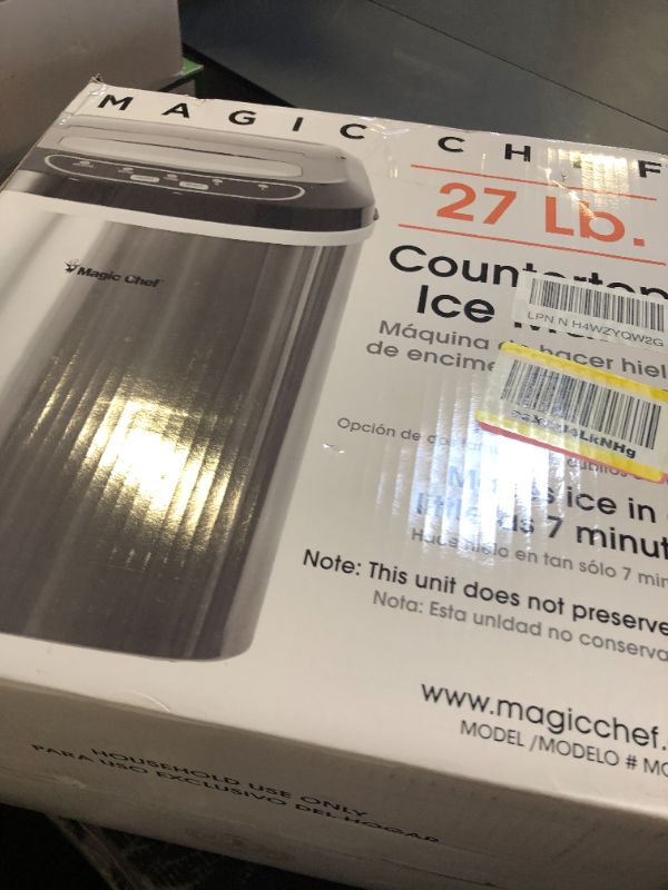 Photo 1 of Magic Chef Portable Countertop Ice Maker, Small Ice Maker for Kitchen or Home Bar, Tabletop Ice Maker for Parties, 27-Pound Capacity, Stainless Steel