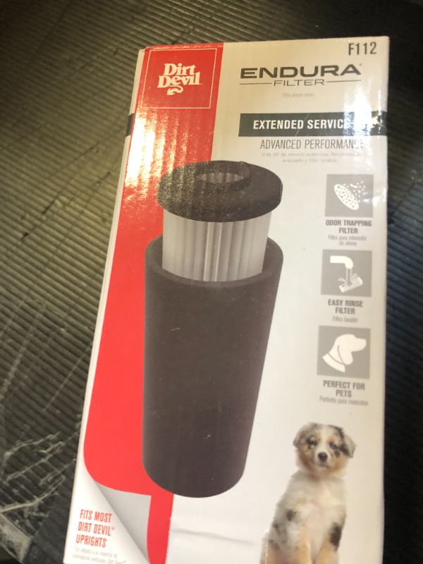 Photo 1 of Dirt Devil Vacuum Filter for Endura Upright Vacs, Reusable, Style F112, Black, High-Performance Filtration, Part AD47936, Dirt Devil Vacuum Filters Replacement