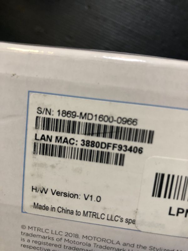 Photo 1 of MOTOROLA VDSL2/ADSL2+ Modem + WiFi AC1600 Gigabit Router, Model MD1600, for Non-Bonded, Non-Vectoring DSL from Frontier and Some Other DSL Providers (Renewed)