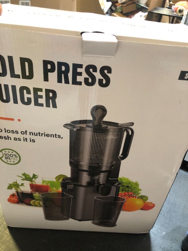 Photo 1 of Juicer Machines with 5.8" Large Feed Chute, Cold Press Juicer For Whole Vegetables and Fruits, 400W Professional Slow Masticating juicer Easy to Clean for Batch Juicing (Titanium Gray)