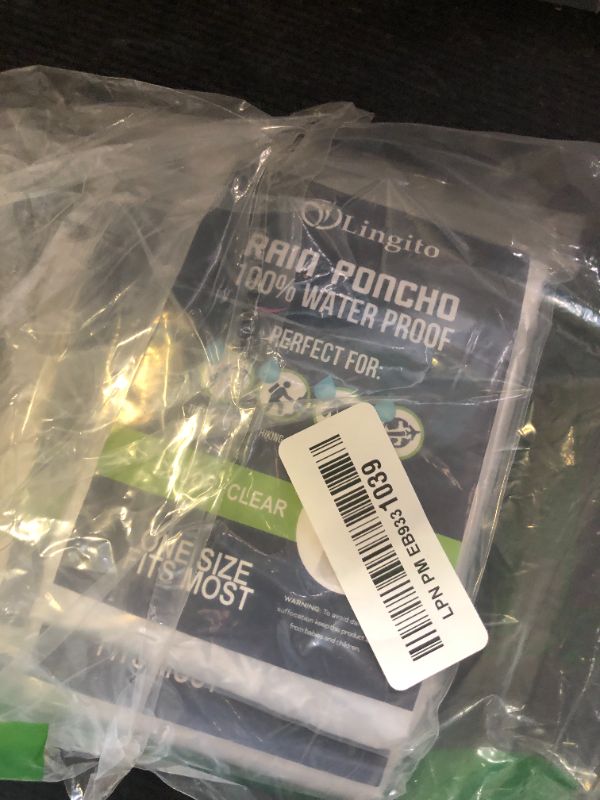 Photo 1 of Lingito 5 Clear Emergency Rain Ponchos for Adults, Thicker, 100% Waterproof for Amusement Parks, Hikes, Camping and Concerts