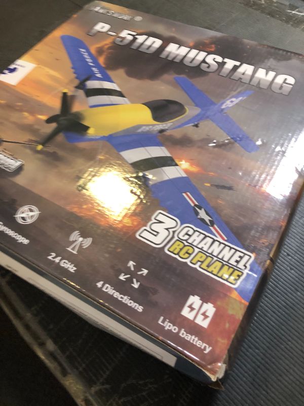 Photo 1 of HAWK'S WORK 3 Channel RC Plane P-51D Mustang, Remote Control Airplane Ready to Fly, 2.4GHz 6-axis Gyro Stabilizer, Easy to Fly for Kids & Beginners