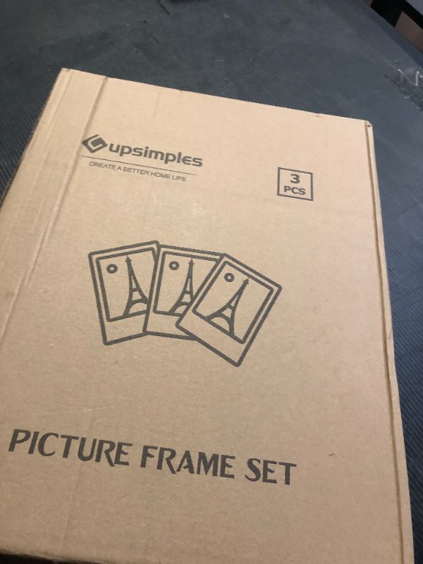 Photo 1 of upsimples 11x14 Picture Frame Set of 3, Made of High Definition Glass for 11 x 14, Wall Display Thin Border Photo Frames for Home Décor, Gold
