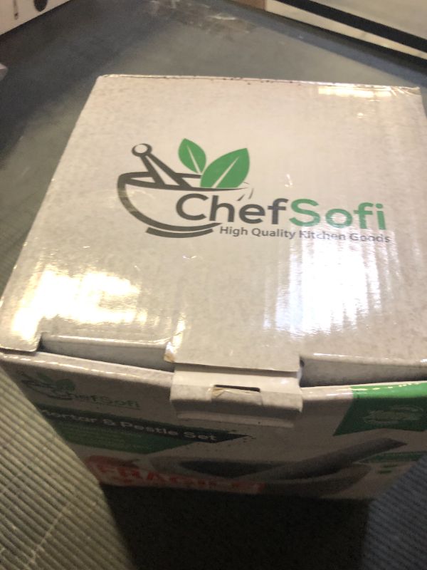 Photo 1 of ChefSofi Mortar and Pestle Set - 6 Inch - 2 Cup Capacity - Unpolished Heavy Granite for Enhanced Performance and Organic Appearance - Included: Anti-Scratch Protector