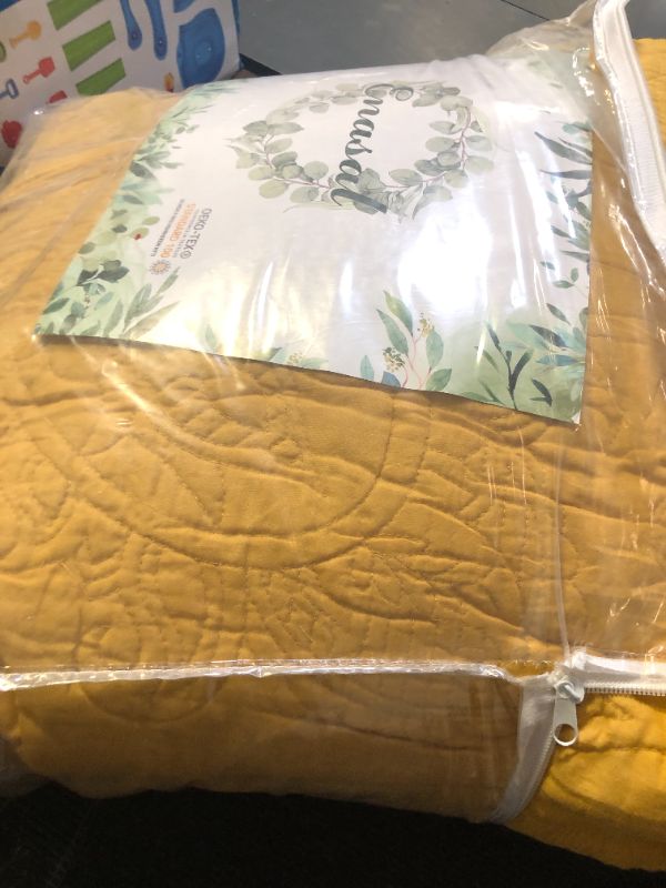 Photo 1 of ENASAL Cotton Jacquard Bedspread Quilt Bedding Sets Reversible Comforters Coverlets Yellow Bedspread for All Seasons, Paisley Floral Stiching Pattern,Yellow, King Size