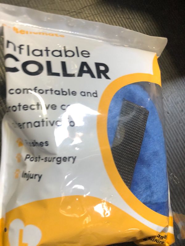 Photo 1 of BENCMATE Protective Inflatable Collar for Dogs and Cats - Soft Pet Recovery Collar Does Not Block Vision (Large, Blue)