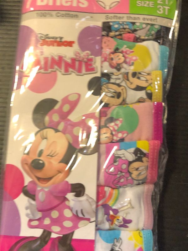 Photo 1 of Disney Girls Minnie Mouse Underwear Multipacks With Assorted Prints In Sizes 2/3t, 4t, 4, 6, 8 And 10 Briefs, 7-pack 100% Combed Cotton With Classic Print, 2-3T US