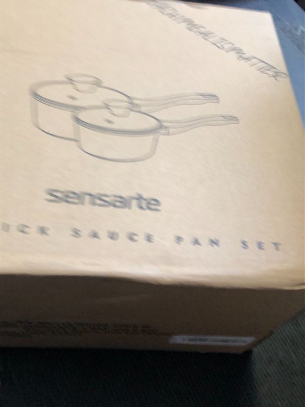 Photo 1 of SENSARTE White Ceramic Nonstick Saucepan with Lid Set, Small Cooking Pot with Stay Cool Handle, Induction Compatible Saucepot, White Granite Coating, PFOA/PFAS Free, 2.0 + 2.5QT