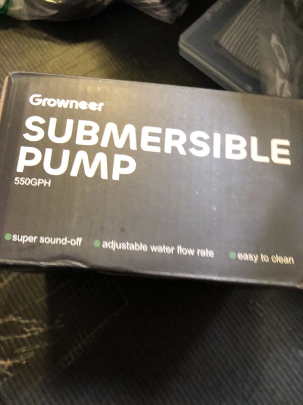 Photo 1 of GROWNEER 550GPH Submersible Pump 30W Ultra Quiet Fountain Water Pump, 2000L/H, with 7.2ft High Lift, 3 Nozzles for Aquarium, Fish Tank, Pond, Hydroponics, Statuary Black