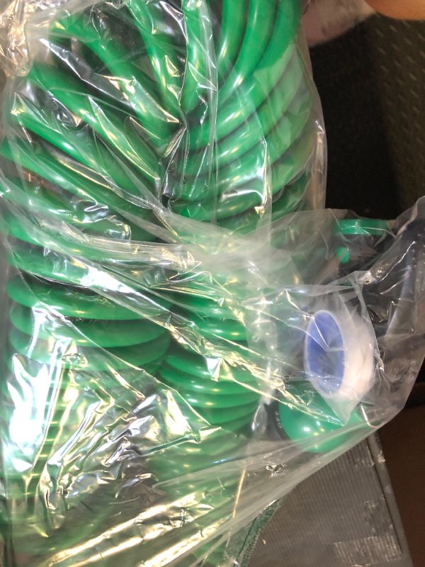Photo 1 of SPECILITE 3/8" Lightweight Coil Garden Hose 50 FT, EVA Flexible Curly Water Pipes with 6-Pattern Spray Nozzle for Boat, Greenhouse, Yard, Patio, Green