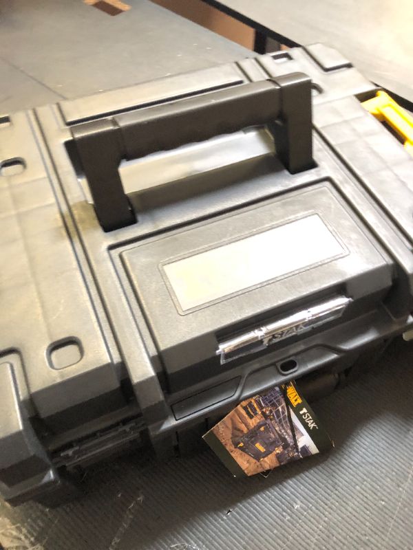 Photo 1 of DEWALT TSTAK II Tool Box, 13 Inch, Flat Top, Holds Up To 66 lbs, Flexible Platforms for Stacking (DWST17807)