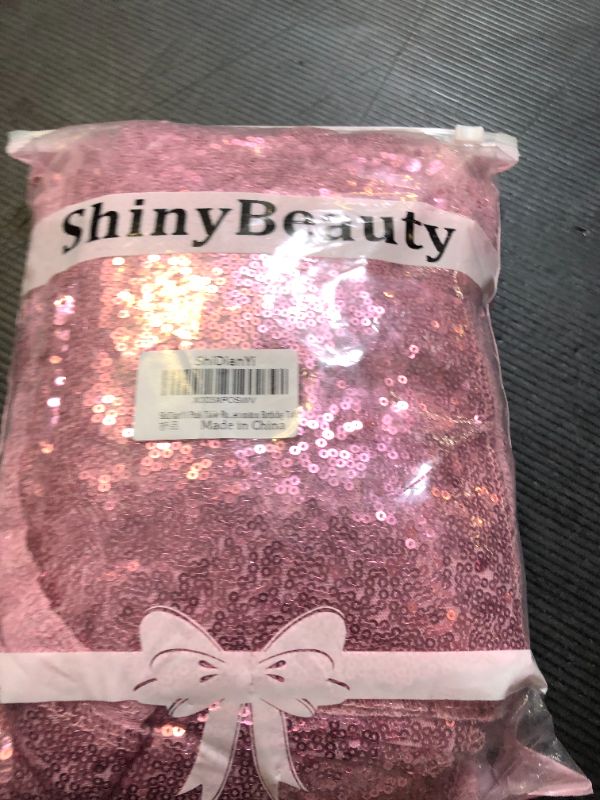 Photo 1 of OSVINO Pink Metallic Table Runner 11Inch x 33Feet Glitter Sequin Mesh Table Runner Roll Sparkle Foil Thin Table Decor Centerpiece for Wedding Bridal Shower Baby Shower Birthday Party