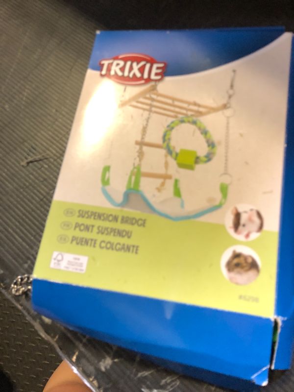 Photo 1 of TRIXIE Small Animal Suspension Bridge, Hanging Cage Accessory with Hammock and Climbing Toys - Ladder and Ring, Ideal for Rats, Ferrets, Guinea Pigs, Mice