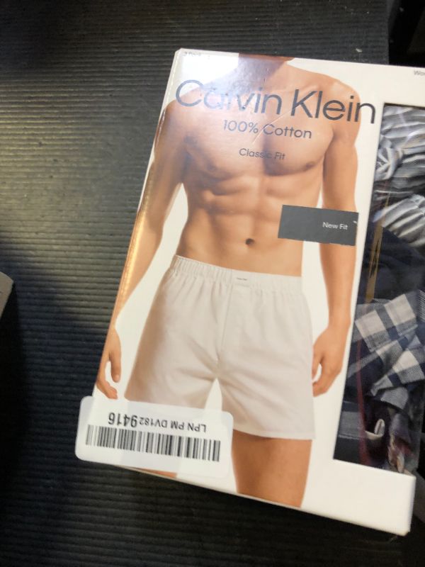 Photo 1 of Calvin Klein Men's Multicolor Underwear Cotton Classics 3-Pack Woven Boxer, Tide/Morgan Plaid, Tide/Montague Stripe, Tide, Medium