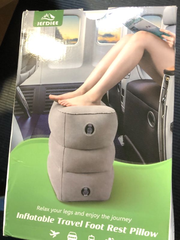 Photo 1 of JefDiee Inflatable Foot Rest Pillow, Kids Airplane Bed, Adjustable 3 Layers Height Leg Rest Pillow, Airplane Travel Essentials Great for Office, Home, Trains, Cars