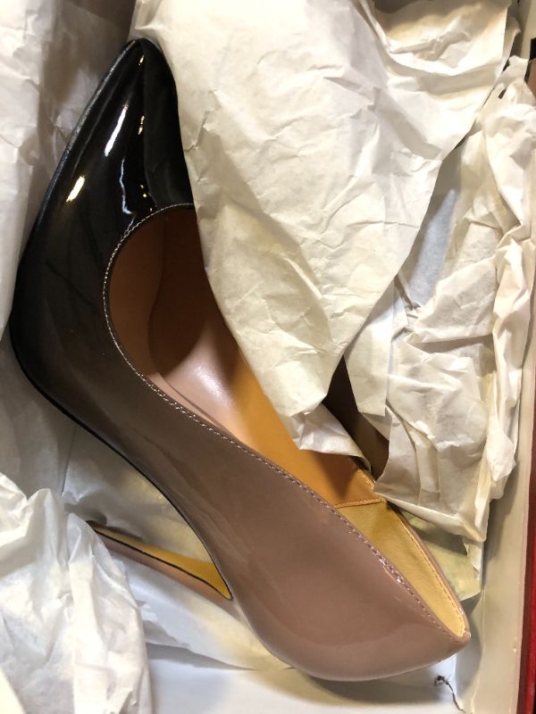 Photo 1 of COLETER Pointy Toe Pumps for Women,Patent Gradient Animal Print High Heels Usual Dress Shoes Nude Black 12cm-NB 6.5 US