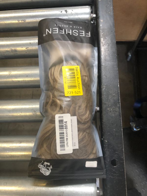 Photo 1 of FESHFEN Clip in Hair Extensions - 4 PCS Long Wavy Thick Highlighted Clip in Hairpieces Full Head Synthetic Hair Extension for Women, Light Brown Mixed Bleach Blonde 20 Inch