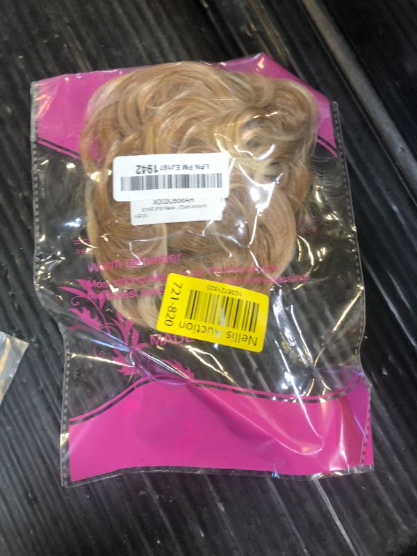 Photo 1 of STHEJFB Messy Bun Hair Piece for Women - Elastic Band Hair Extension Natural Curly Ponytail Extensions - Achieve the Perfect Messy Hair Bun Look (Dark brown)