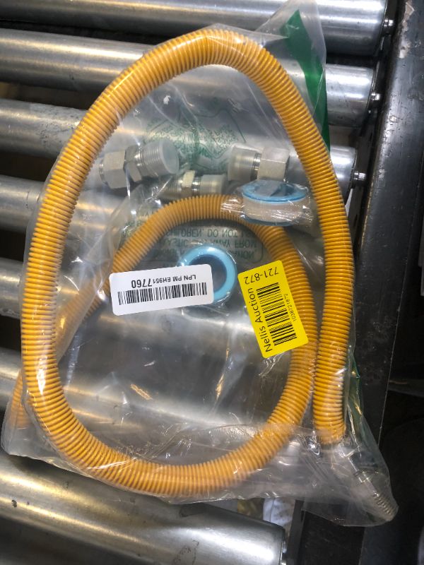 Photo 1 of AMI PARTS 48" Flexible Gas Line Kit Yellow Coated, Gas Hose Connector Kit for Dryer, Stove, Water Heater,5/8" OD(1/2" ID) Stainless Steel Gas Line with Connector 1/2" MIP &1/2"FIP & 3/4"MIP Fitting