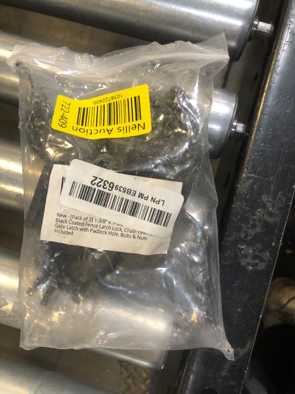 Photo 1 of [Pack of 2] 1-3/8" x 1-5/8" Gate Fork Latch, Black Coated Fence Latch Lock, Chain Link Fence Gate Latch with Padlock Hole, Bolts & Nuts Included