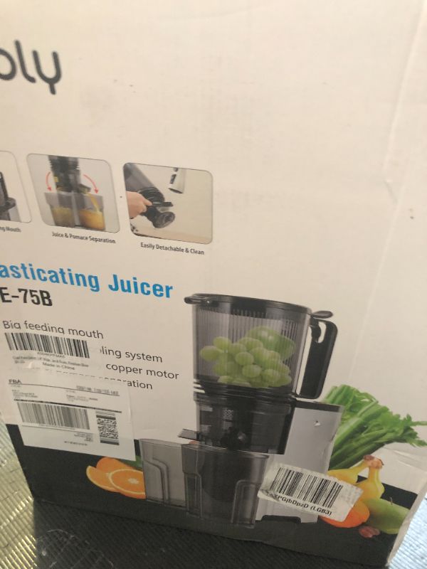 Photo 1 of Cold Press Juicer, 5.8" Wide Feed Chute Juice Extractor Machine with 400W, High Juice Yield, Slow Masticating Juicer for Whole Vegetables & Fruits, Premium Grey
