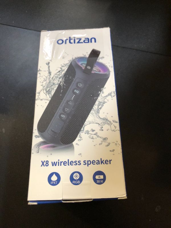 Photo 1 of Ortizan Bluetooth Speakers, Portable Wireless Stereo Speaker - IPX7 Waterproof, 40W Loud Sound, Dual Pairing, Deep Bass, LED Light, Bluetooth 5.3, for Home/Shower/Outdoor/Beach, Gifts for Adult, Navy