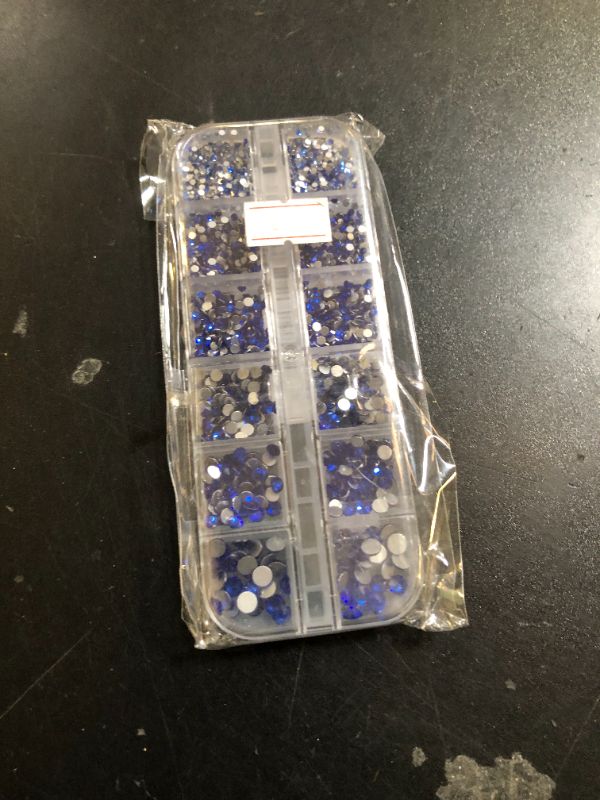Photo 1 of 2050 Pcs Glass Flatback Rhinestones for Nails Art Crafts Clear Crystals Glitter Round Gems DIY Clothes Shoes (SS4~SS20 Set,Dark Blue)