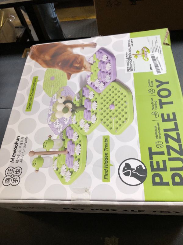 Photo 1 of MEWOOFUN Dog Puzzle Toy for Smart Dogs, Level 3 Enrichment Toys for Pets IQ Training, Cat Slow Feeder Interactive Toys Cat Treat Puzzle for All Breeds (Green-Flip & Seek Feeder)