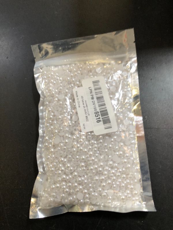 Photo 1 of Mulutoo 2000PCS 6mm Flatback Pearls for Crafts Jewelry Scrapbooking, Round Half Pearls Flat Back Half Pearls for Craft Projects, Jewelry Making, Shoes, Cup, Nail Art Decoration(40-White)