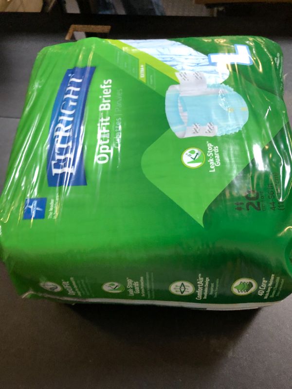 Photo 1 of FitRight Extra+ Adult Diapers, Disposable Incontinence Briefs, Leak-Proof Diaper, Absorbent Briefs For Men and Women, Maximum Protection, Large, 44 – 56 in, 20 briefs per bag