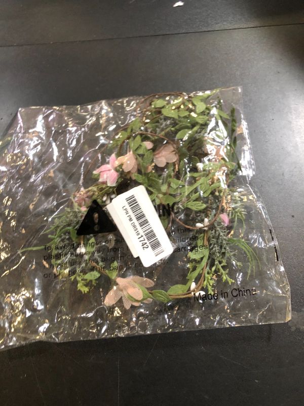 Photo 1 of LLinfflr Vine Flower Crown Boho Flower Headband Hair Wreath Floral Halo Headpiece with Ribbon Wedding Party Photos Rosy